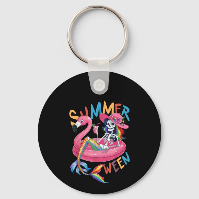 Chaveiro Flamingo Esqueleto de Verão Summerween Halloween M (Frente)
