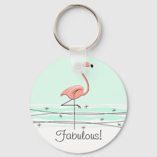 Chaveiro Flamingo "fabuloso!" verde da corrente chave
