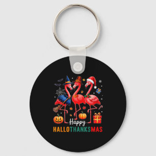 Chaveiro Flamingo Feliz Hallothanksmas Divertido Dia das Br