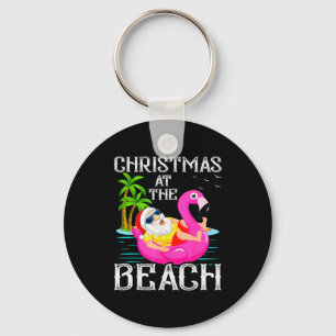 Chaveiro Flamingo Flutuante Engraçado Papai Noel Natal No 