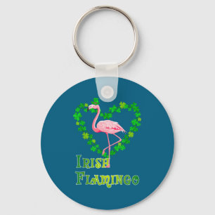 Chaveiro Flamingo Irlandês Verde Dia de São Patrício Sortud
