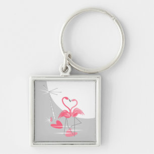 Chaveiro Flamingo Love Large Moon Premium Square