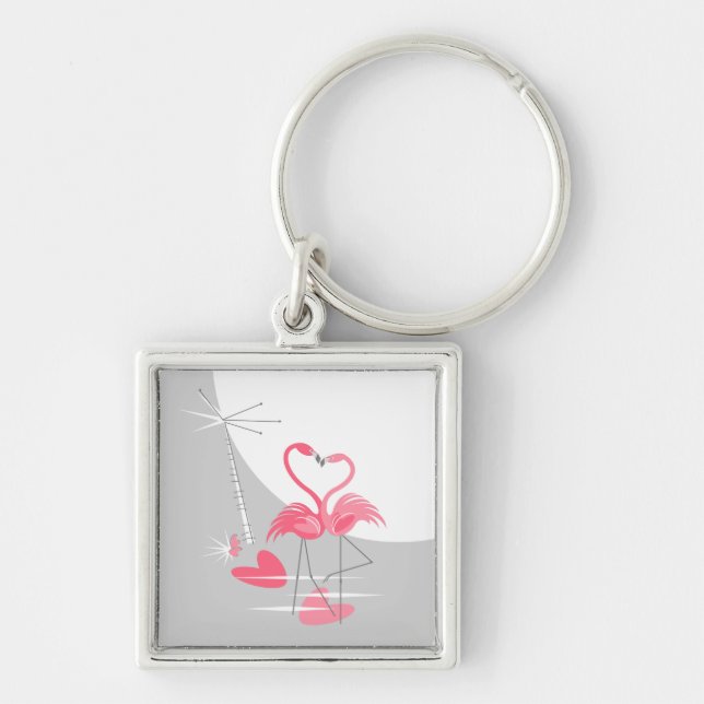 Chaveiro Flamingo Love Large Moon Premium Square (Frente)