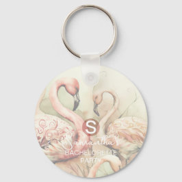 Chaveiro Flamingo Monograma Personalizado Chic Elegante