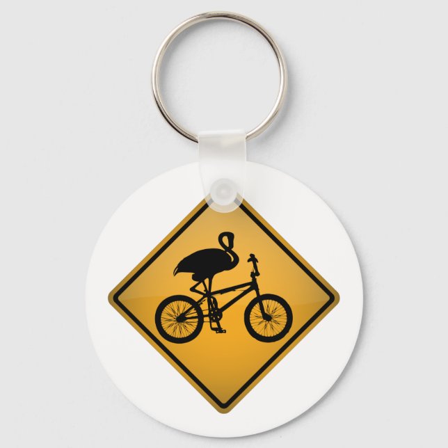 Chaveiro Flamingo na Bicicleta (Frente)