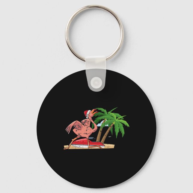 Chaveiro Flamingo Natal Em Julho Frio Tropical Beac (Frente)
