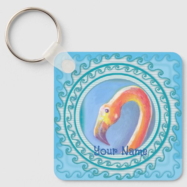 Chaveiro Flamingo Ondulado  (Frente)