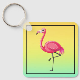 Chaveiro Flamingo Rosa em Estilo Cartoon