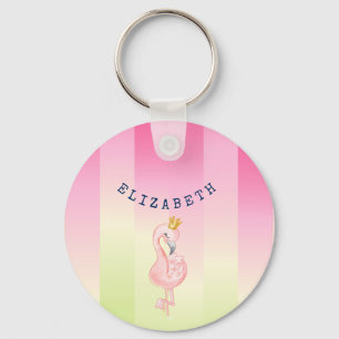 Chaveiro Flamingo Rosa Fofo Ombre Listrado  