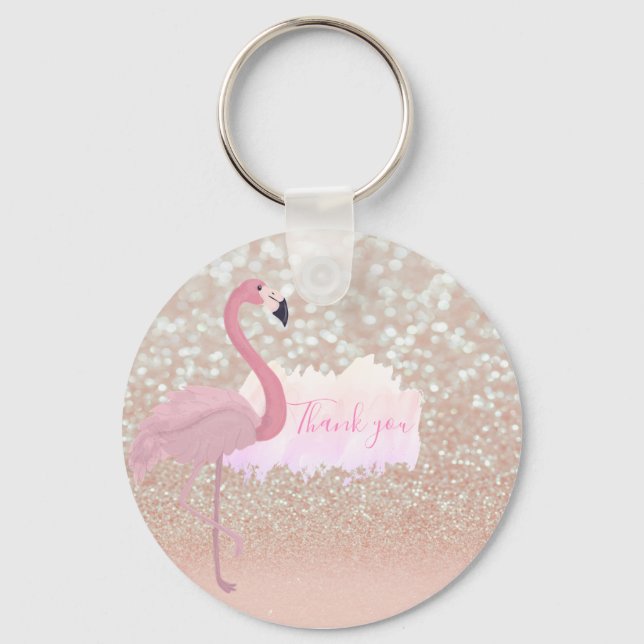 Chaveiro Flamingo Rosa Moderno, Obrigado (Frente)