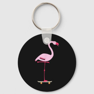 Chaveiro Flamingo Rosa Patinação Grafismo Divertido Legal
