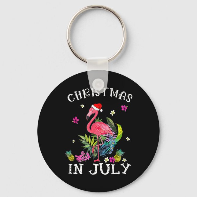 Chaveiro Flamingo Rosa Tropical Natal Em Julho Verão 1  (Frente)