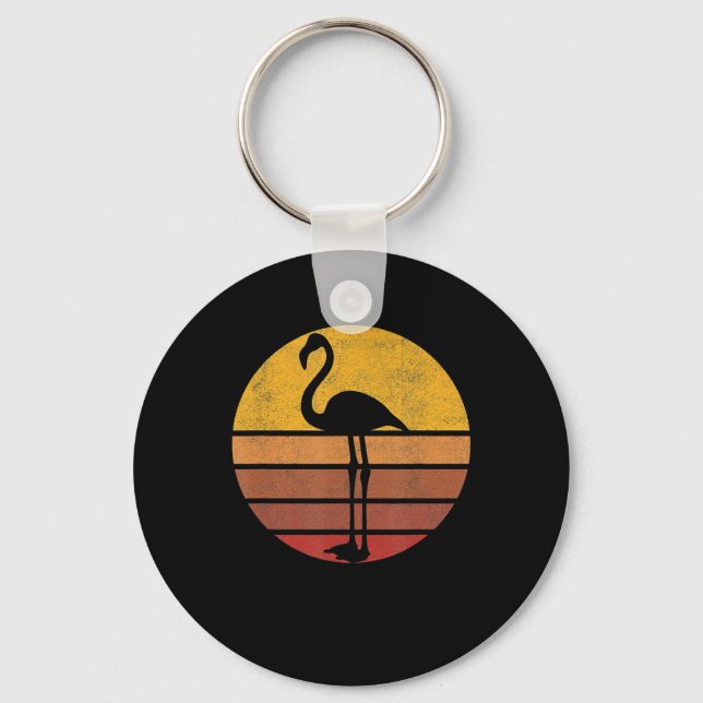 Chaveiro Flamingo |Sunset Trendy Animal Silhouette Flamingo (Frente)