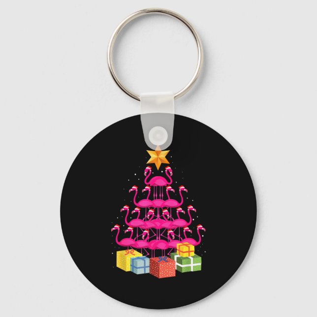 Chaveiro Flamingo Tree Funny Ugly Christmas  (Frente)