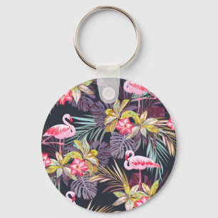 Chaveiro Flamingo Tropical: Padrão sem costura de verão
