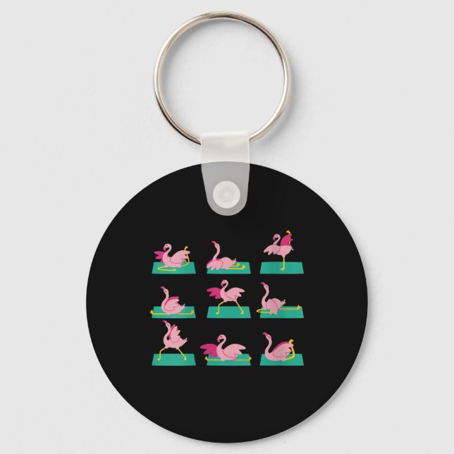 Chaveiro Flamingo Yoga Pose Exercício De Meditação (Frente)