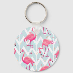Chaveiro Flamingos - Cinza De Luz: Tropical Vintage.