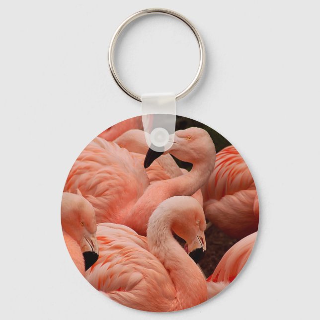 Chaveiro flamingos cor-de-rosa (Frente)