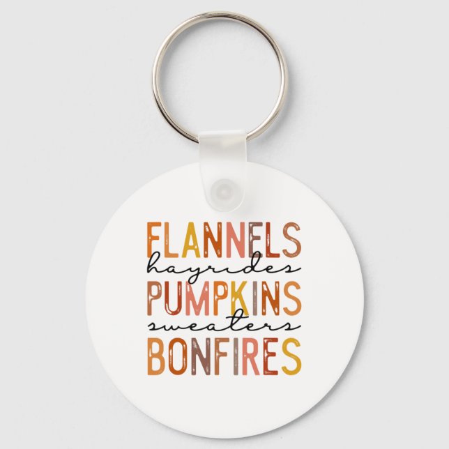 Chaveiro Flannels Hayriders Bonfire Pumpkins Lepard Fall (Frente)