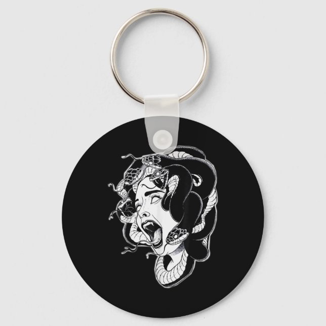 Chaveiro Flash de tatuagem de trabalho negro do Medusa (Frente)