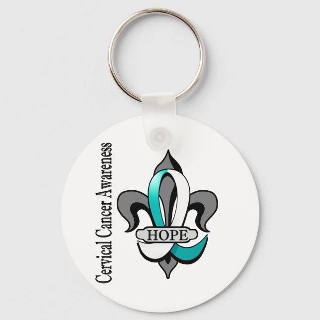 Chaveiro Fleur De Lis Cervical Cancer Hope (Frente)