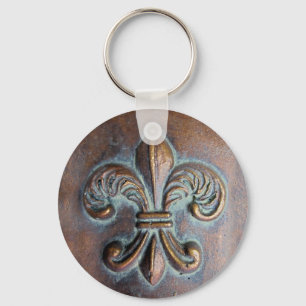 Chaveiro Fleur De Lis, Impresso Em Cobre Com Idade
