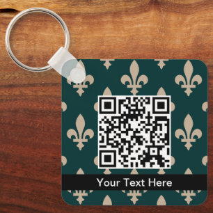 Chaveiro Fleur de Lis Pattern, Francês, Real, Creme, Verde