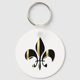 Chaveiro Fleur de Lis, preto e Dourado