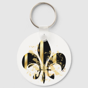 Chaveiro Fleur de Lis, preto e Dourado