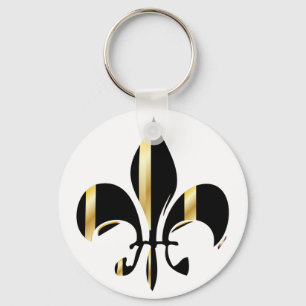 Chaveiro Fleur de Lis, preto e Dourado