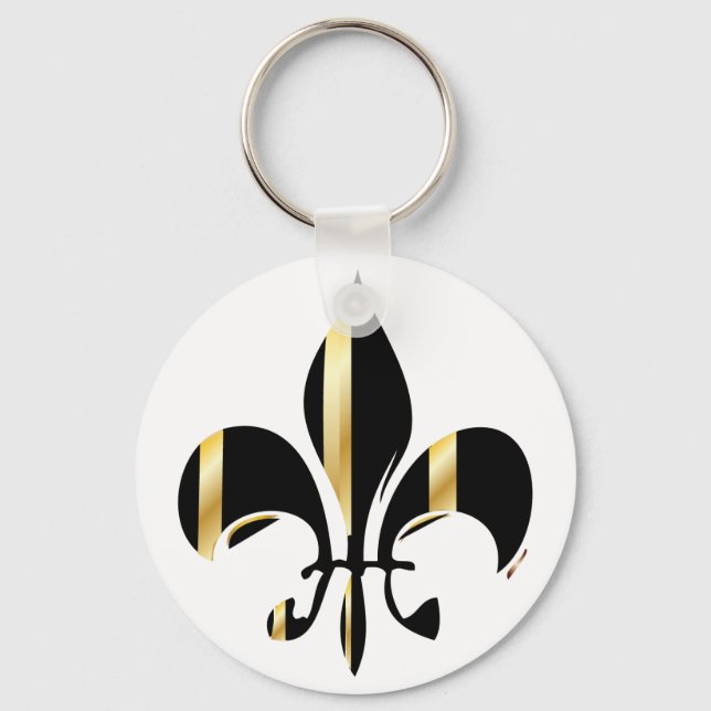 Chaveiro Fleur de Lis, preto e Dourado (Frente)