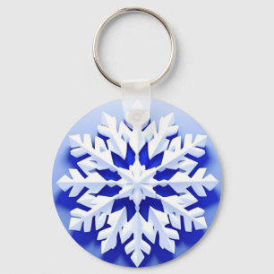 Chaveiro Floco de Neve Azul Detalhado