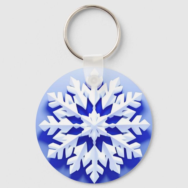 Chaveiro Floco de Neve Azul Detalhado (Frente)
