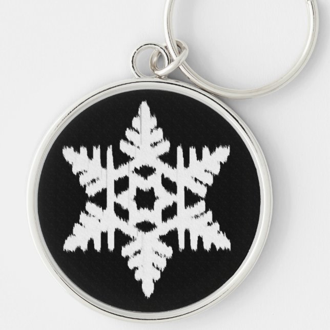 Chaveiro Floco de neve Ikat - Preto e branco (Frente)
