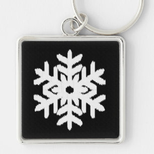 Chaveiro Floco de neve Ikat - Preto e branco