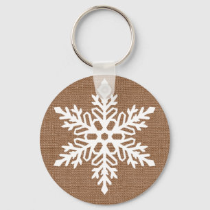 Chaveiro Floco de neve no Natal rústico de serapilheira