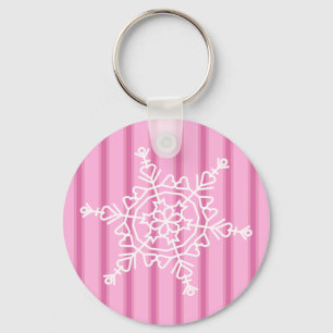 Chaveiro Floco de neve rosa e Rico