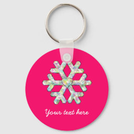 Chaveiro Floco de neve rosa quente Natal rosa
