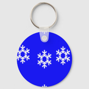 Chaveiro Flocos de neve brancos em azul