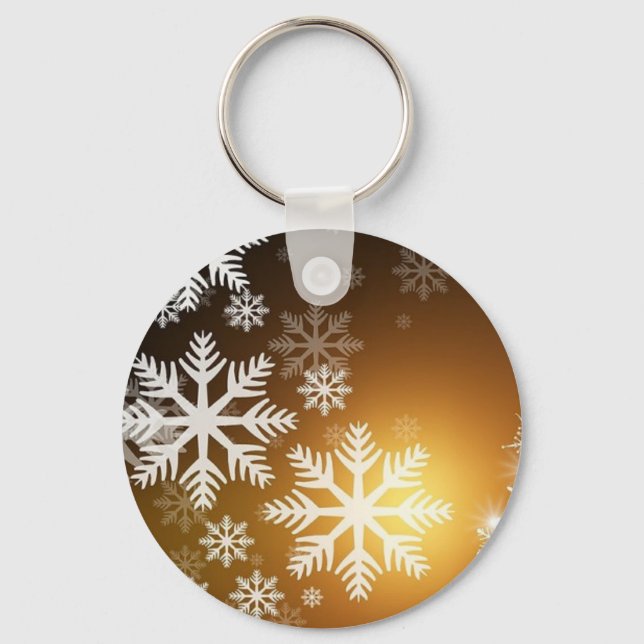 Chaveiro Flocos de neve com brilho Dourado (Frente)