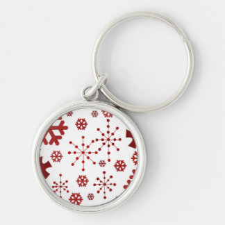 Chaveiro Flocos de Neve Festivos Vermelhos
