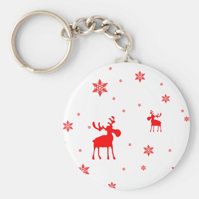 Chaveiro Flocos de neve simples e modernos de alce (Frente)