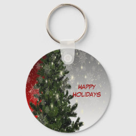 Chaveiro Flocos de neve vermelhos da árvore verde do partid