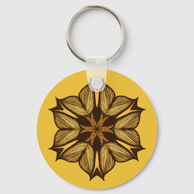 Chaveiro Flor Amarelo abstrato (Frente)