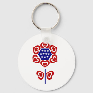 Chaveiro Flor Azul Branco Vermelho