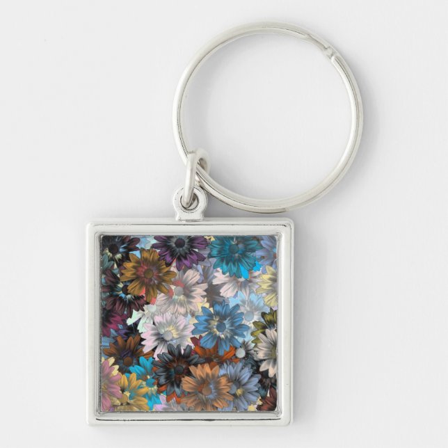 Chaveiro Flor azul e castanho (Frente)