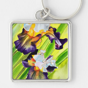 Chaveiro flor da íris floral de aquarela