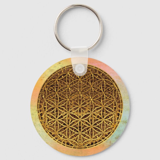 Chaveiro Flor da Vida / Blume des Lebens - medalha ouro (Frente)