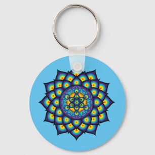 Chaveiro Flor da vida com cubo de Metatron