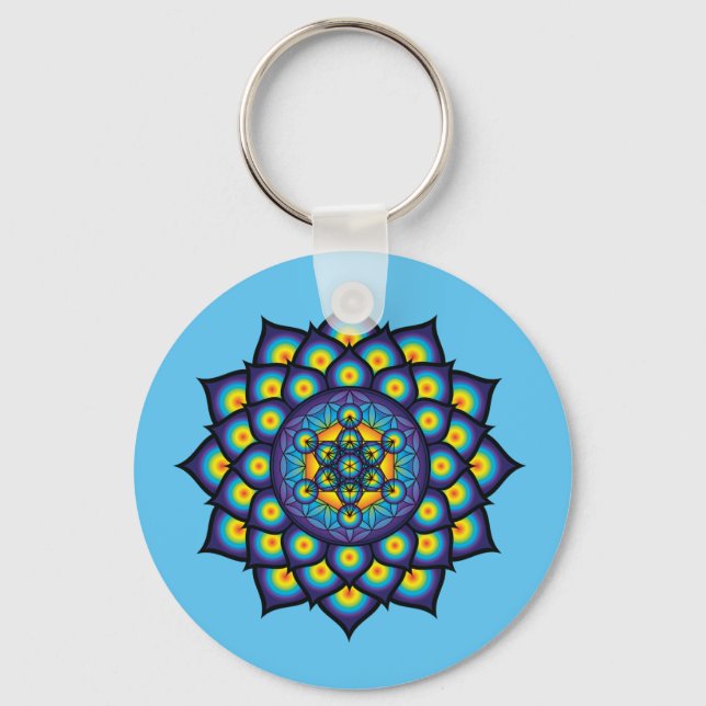 Chaveiro Flor da Vida com Cubo de Metatron (Frente)